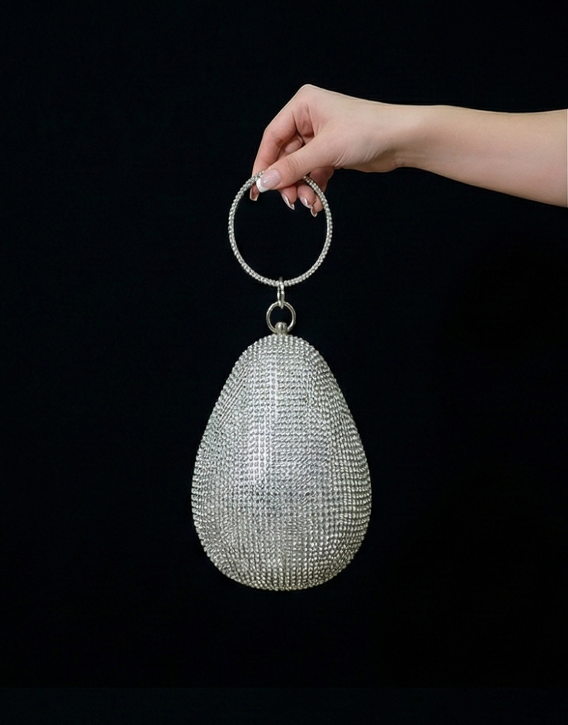 Oval Crystal Fringe Evening Bag
