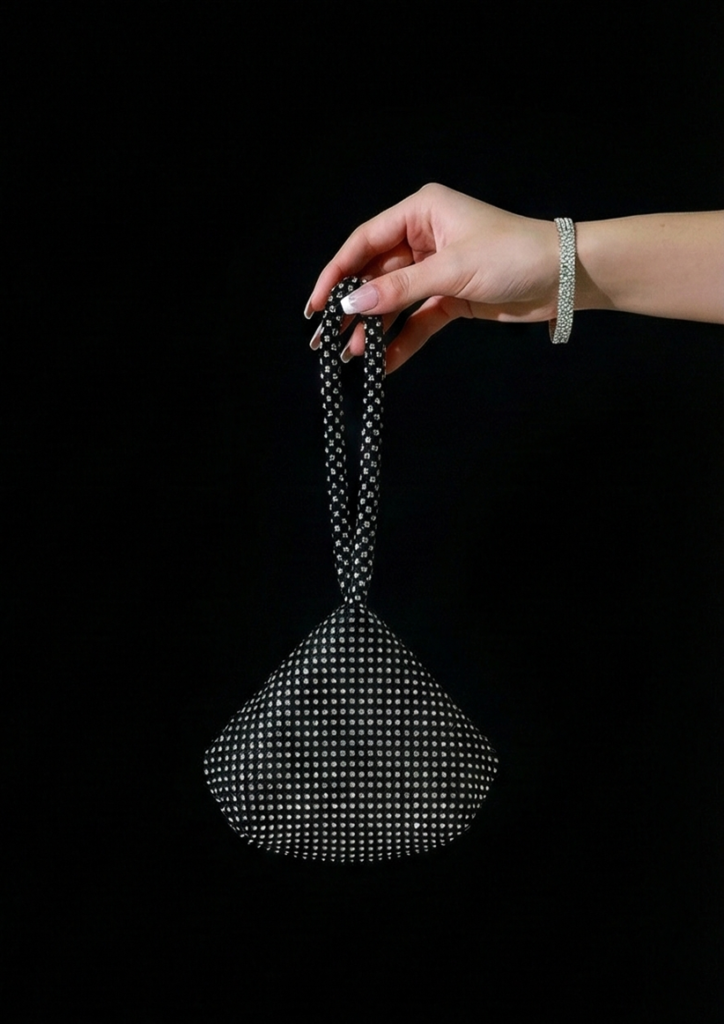 Black Crystal Pyramid Wristlet Bag