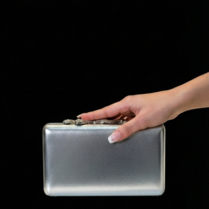 Silver Crystal Clutch Bag