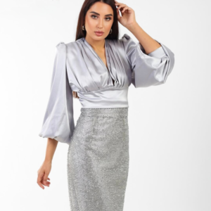 طقم بلوزات سواريه شيمر سيلفر راقي Silver Soiree Set.